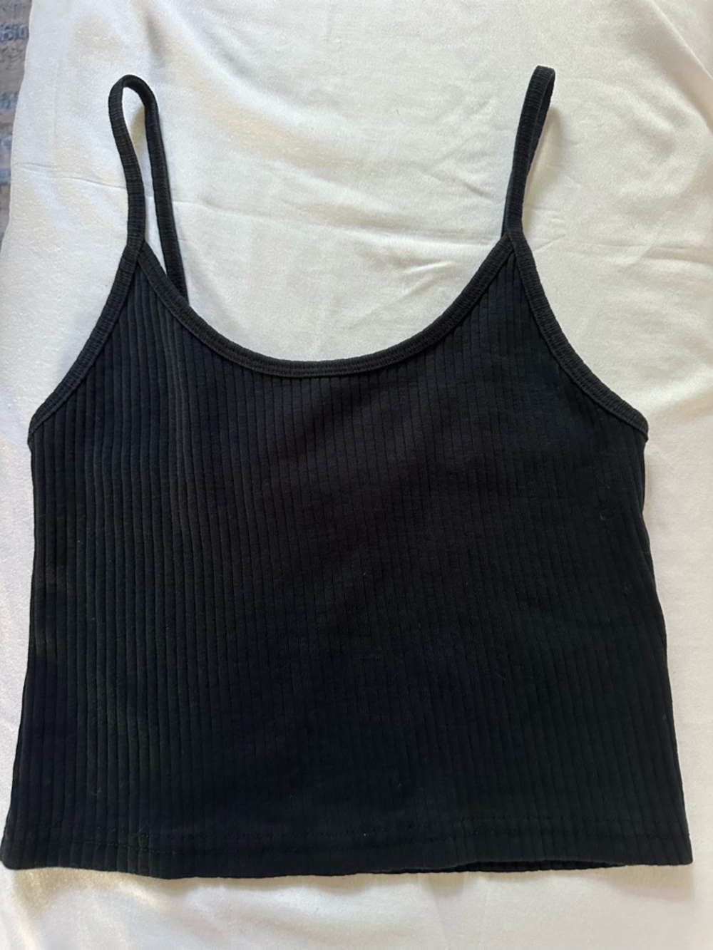 Topshop Ribbed Cropped Cami Tank Black Size 6